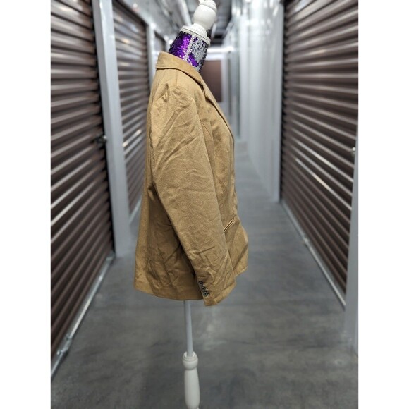 Eddie Bauer XL Tan Wool and Angora Rabbit Pea coat Blazer Jacket - Picture 4 of 5
